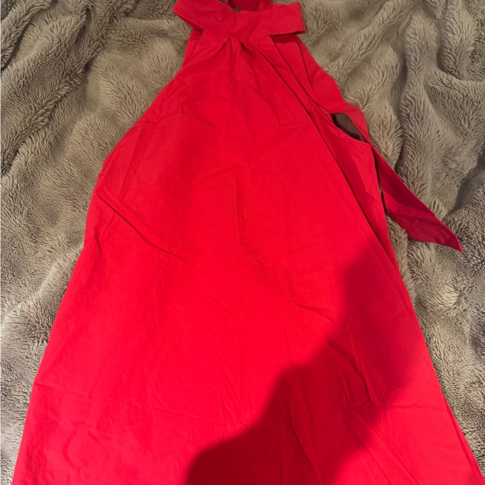Missguided Red Mini Dress with Bow Neck